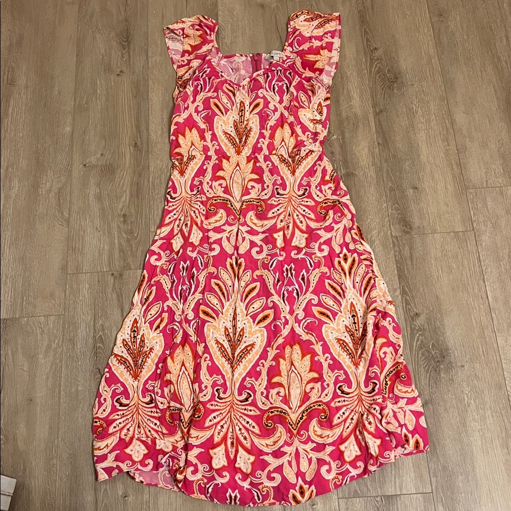LOFT  Dress in Pink and Orange Paisley